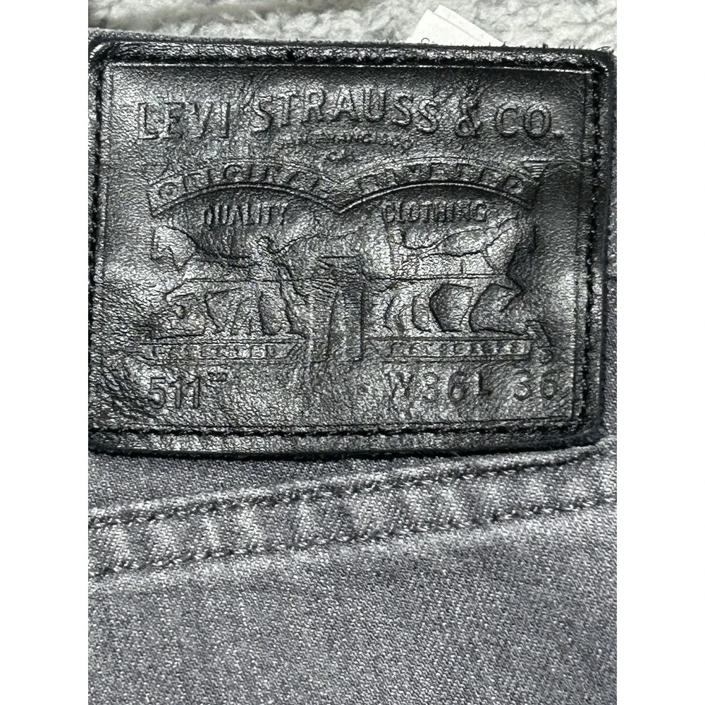 Levis 511 Mens Commuter Cycling‎ Jeans Hemmed 37x29 Flex Denim Cotton Blend Gray